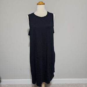 Old Navy Black Sleeveless Swing Tank Dress Crewneck 100% Cotton Size XL